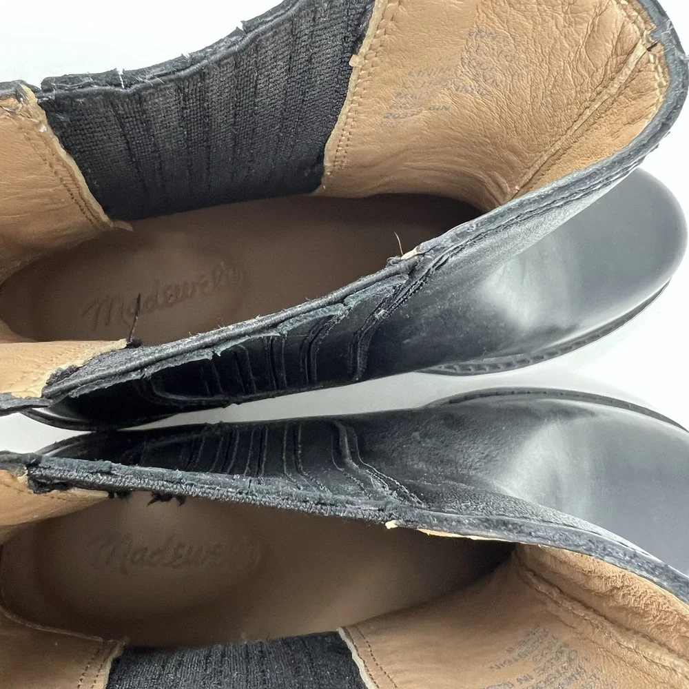 Madewell Gwenda Women's 8 Platform Ankle Chelsea Boots Black Stacked Heel NN019 - Picture 12 of 14